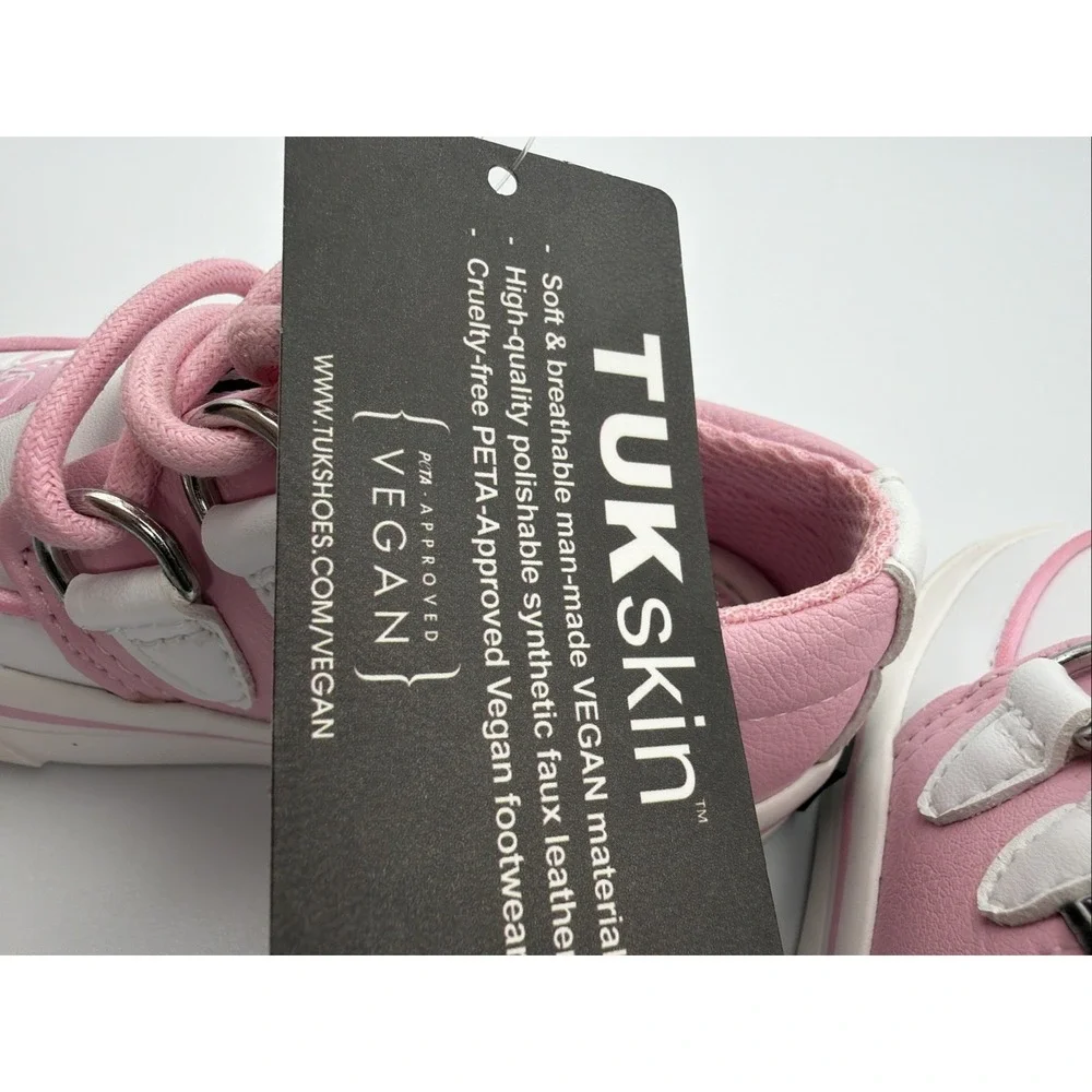 T.U.K‎ Pink & White Girls TukSkin Vegan Pirate Creeper Toddler Size 5 Sneaker